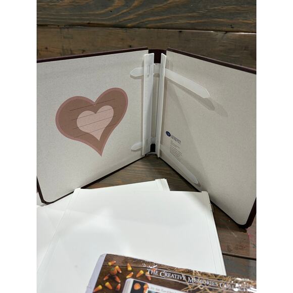 Creative Memories 7x7 Cherish heart enamel brown album pages and protectors NEW - Picture 4 of 5